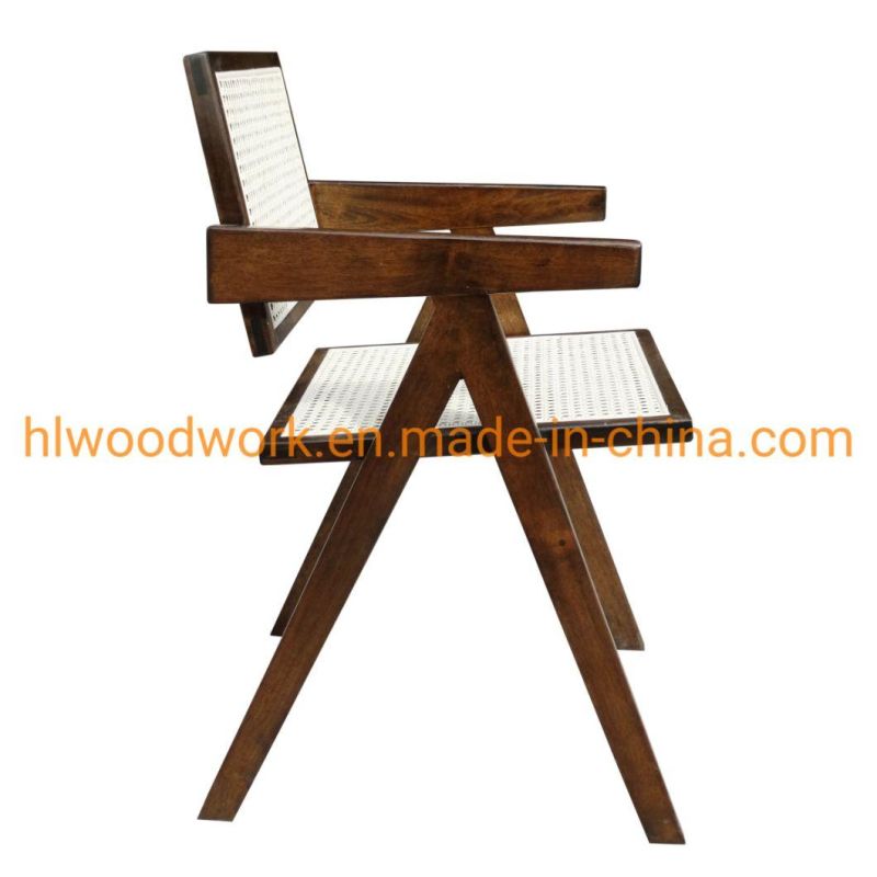 Retro Solid Wood Rattan Chair Nordic Modern Solid Wood Dining Chairs Wood Rattan Chair Cafe Armchair Living Room Balcony Lounge Chair Dining Chair