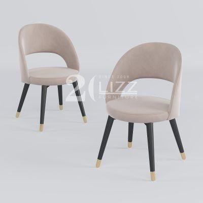 European Style Home Hotel Decoration Furniture Living Room Velvet Fabric 4 Steel Leg Chair