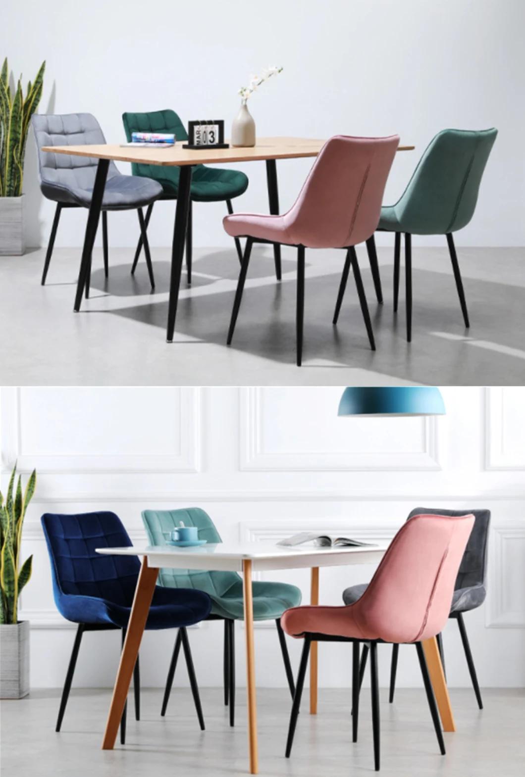 Simple Modern Style Fabric Dining Chair Home Furniture Coffee Restaurant Velvet Fabric Leisure Dining Chair