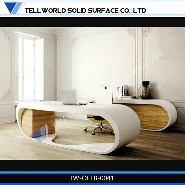 Modern Acrylic Solid Surface Executive CEO Office Desk