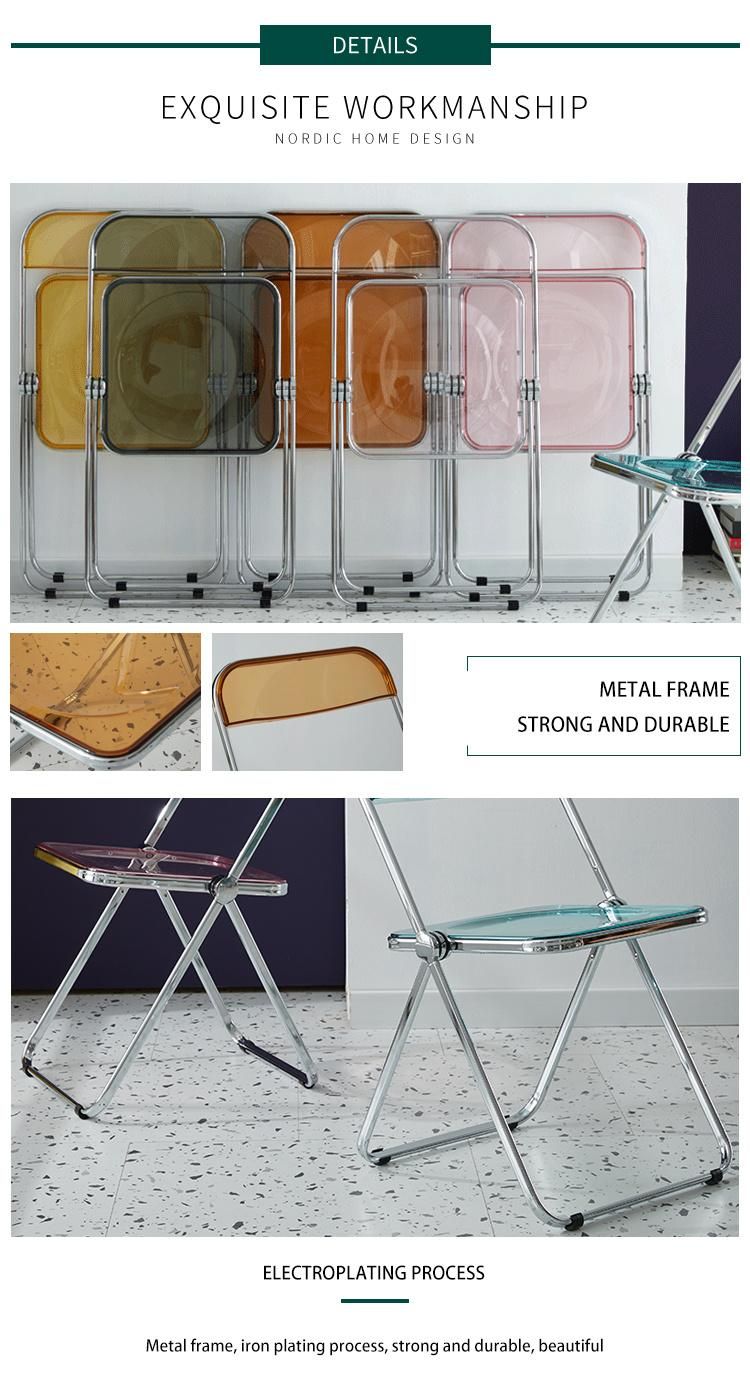 Modern Design Luxury Hotel Metal Transparent Foldable Chairs Event Dining Room Clear Plastic Acrylic Folding Chairs