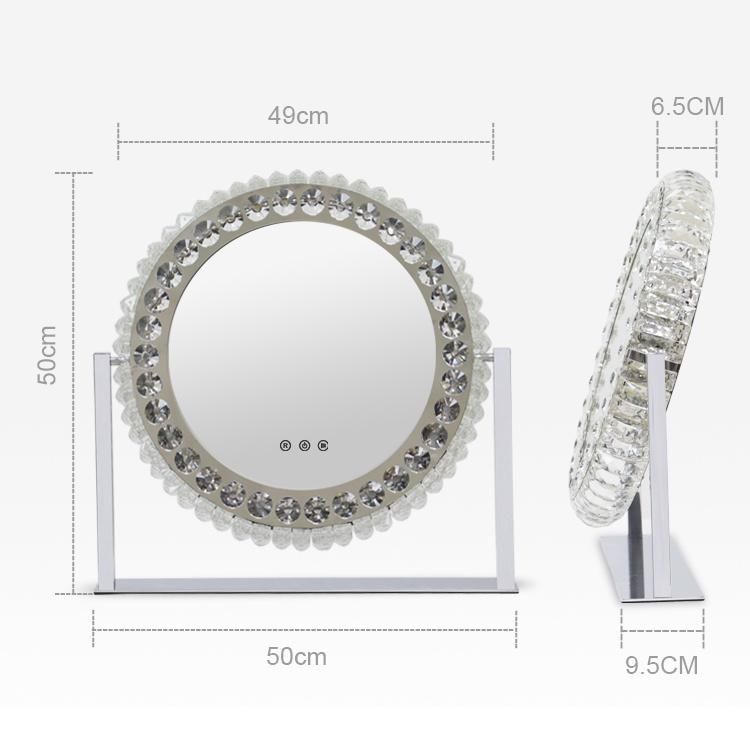 Home Furniture Luxury Round Desktop Diamond Crystal Makeup Mirror