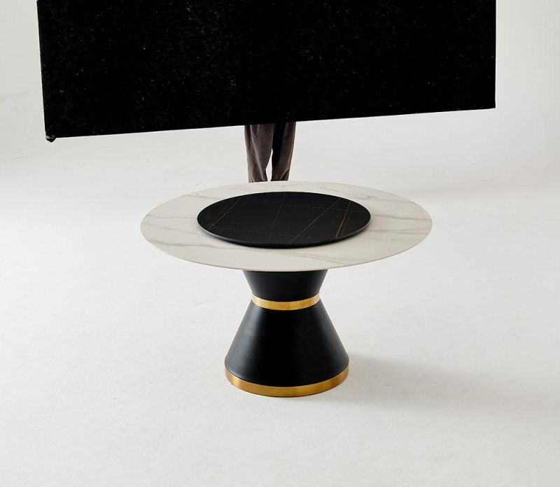 Modern Furniture Round Restaurant Table with Rock Beam