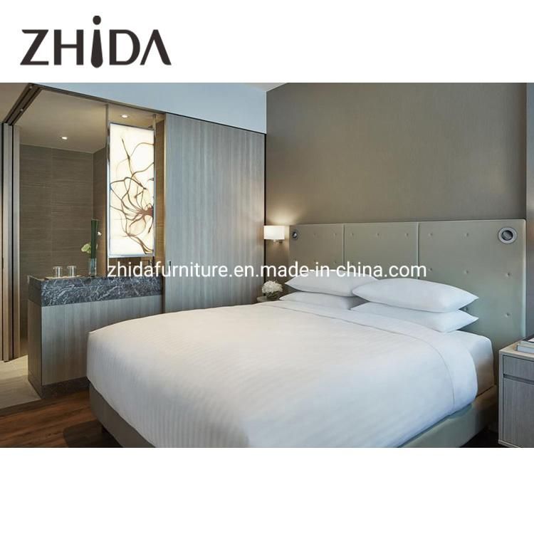 Zhida Customized Modern Furniture Commercial Hotel Project Guest Room Bedroom King Size Fabric Bed for Sale