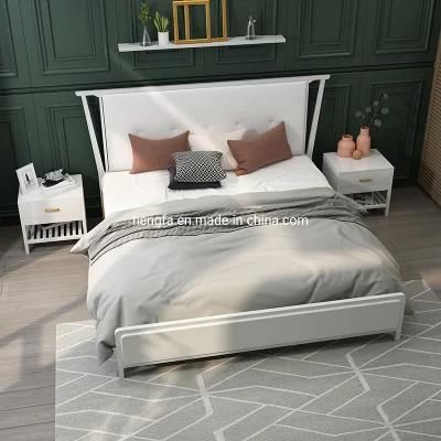 Modern Bedroom Furniture Golden Steel Double Leather Cushion Cover Bed