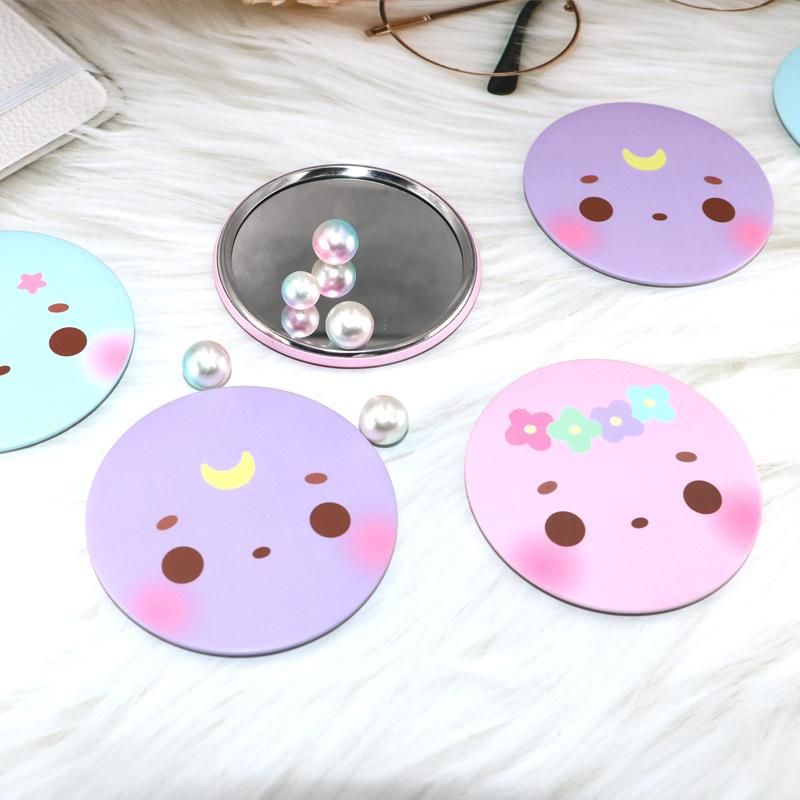 Cheap Gifts Vanity Mirror Custom Logo Portable Pocket Tin Plate Button Badge Make up Mirror