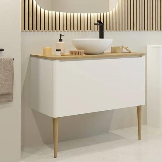 42inch Floor Mounted Simple Modern Light Luxury Bathroom Cabinet Bathroom Vanity with Ceramic Basin