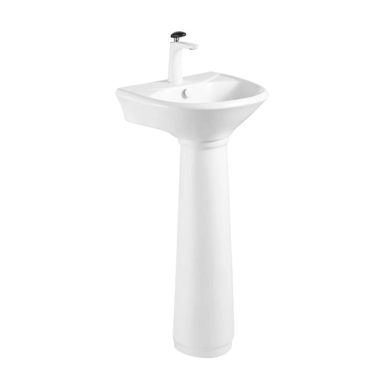 Lavatory 16 Inches 42 Cm Modern Design Oval Glassy White Ceramic Small Sized Freestanding Furniture