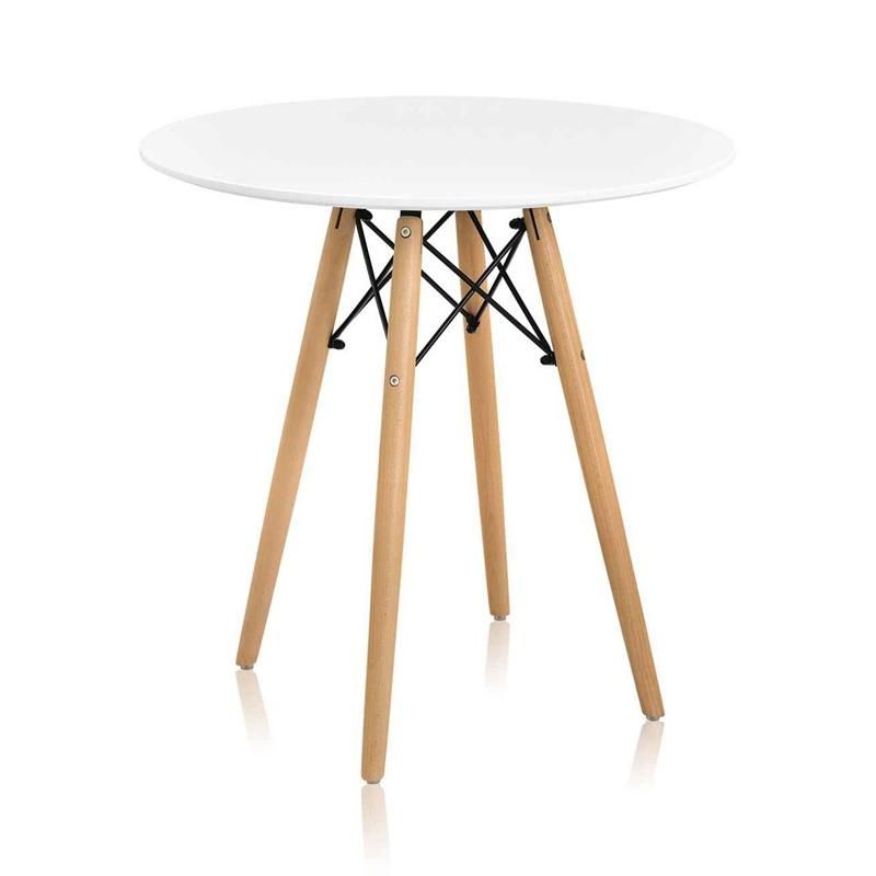 Nordic Modern Small White MDF Wooden Plastic Dining Table with Beech Legs