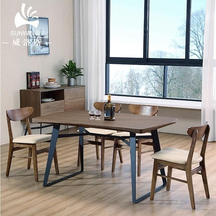 Walnut Solid Wood Dining Table with Steel Frame