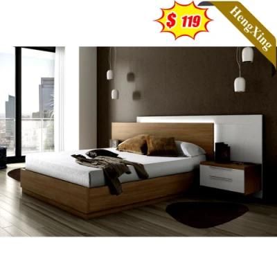 Best Price Modern Wooden Log Color Home Hotel Furniture Bed King Size Bedroom Set with Night Stand