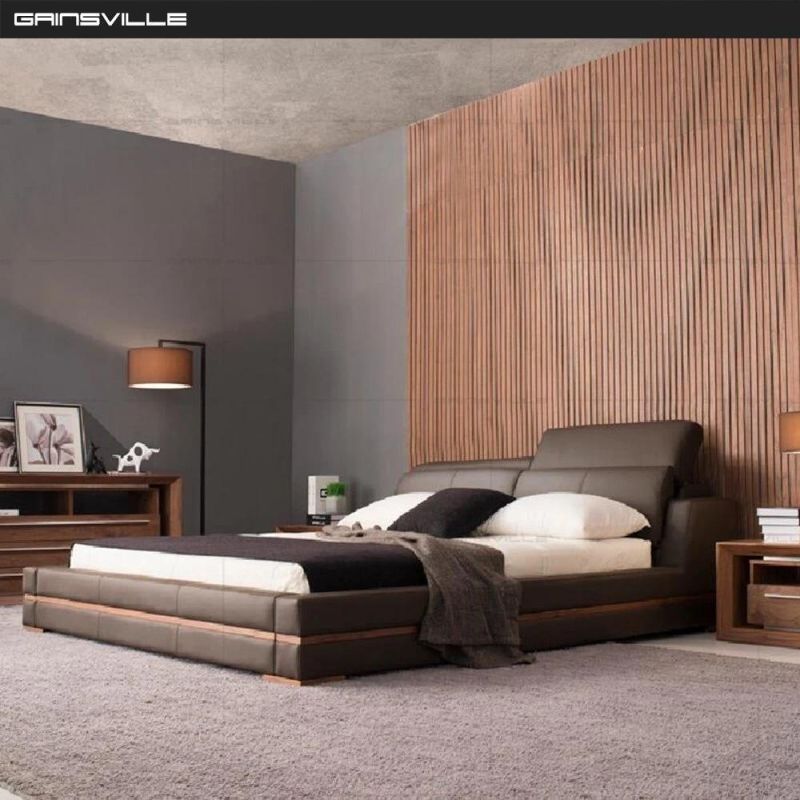 Modern Home Furniture Doubel King Size Leather Bed Wall Bedroom Set in Bedroom Furniture