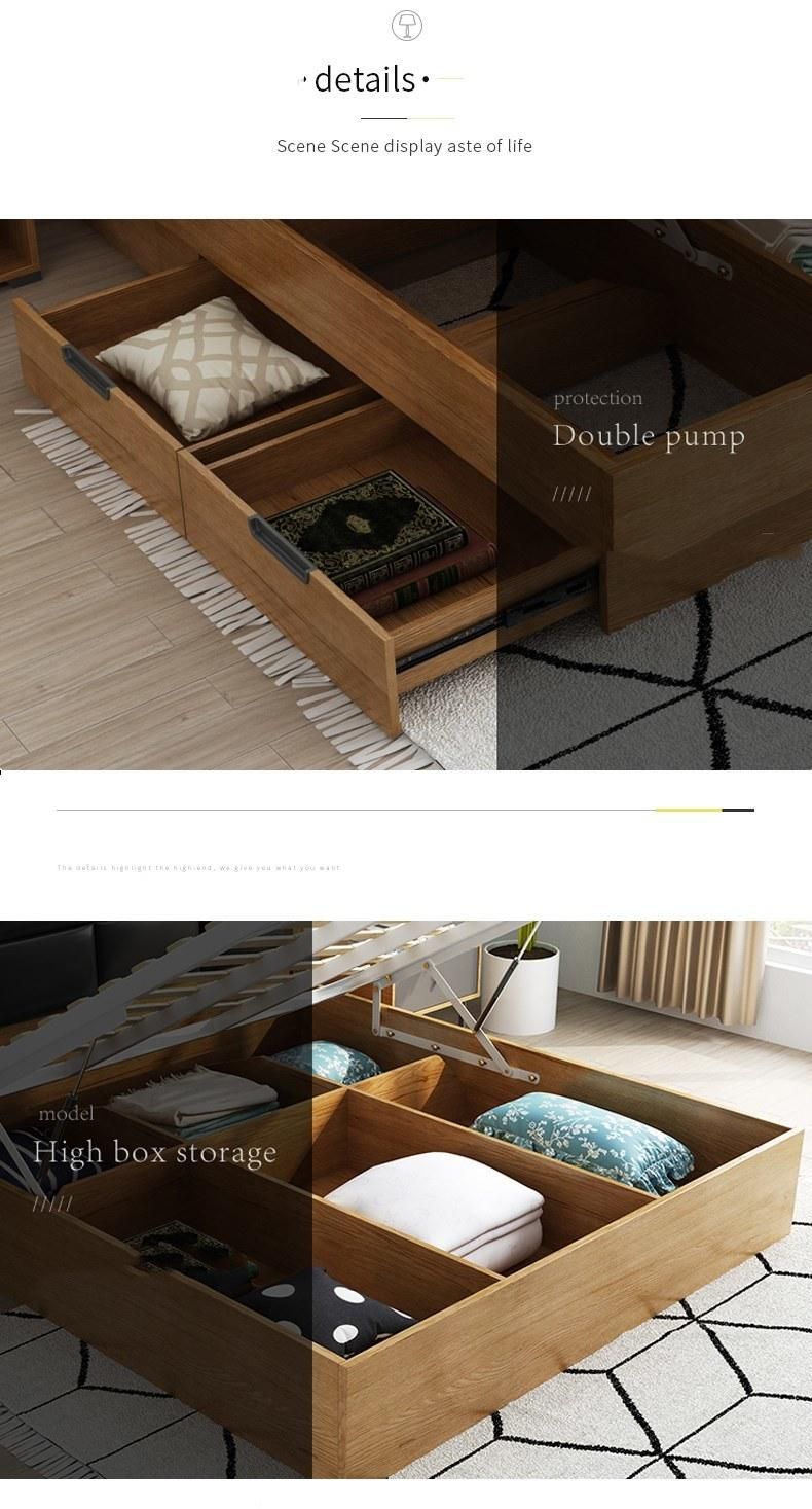 Modern Simple Stylish Home Melamine Bedroom Furniture Wooden Queen Double Bed