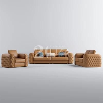 Original Italian Design Chesterfiled Sofa Set Furniture Modern 3+2+1 Geniue Leather Living Room Sofa