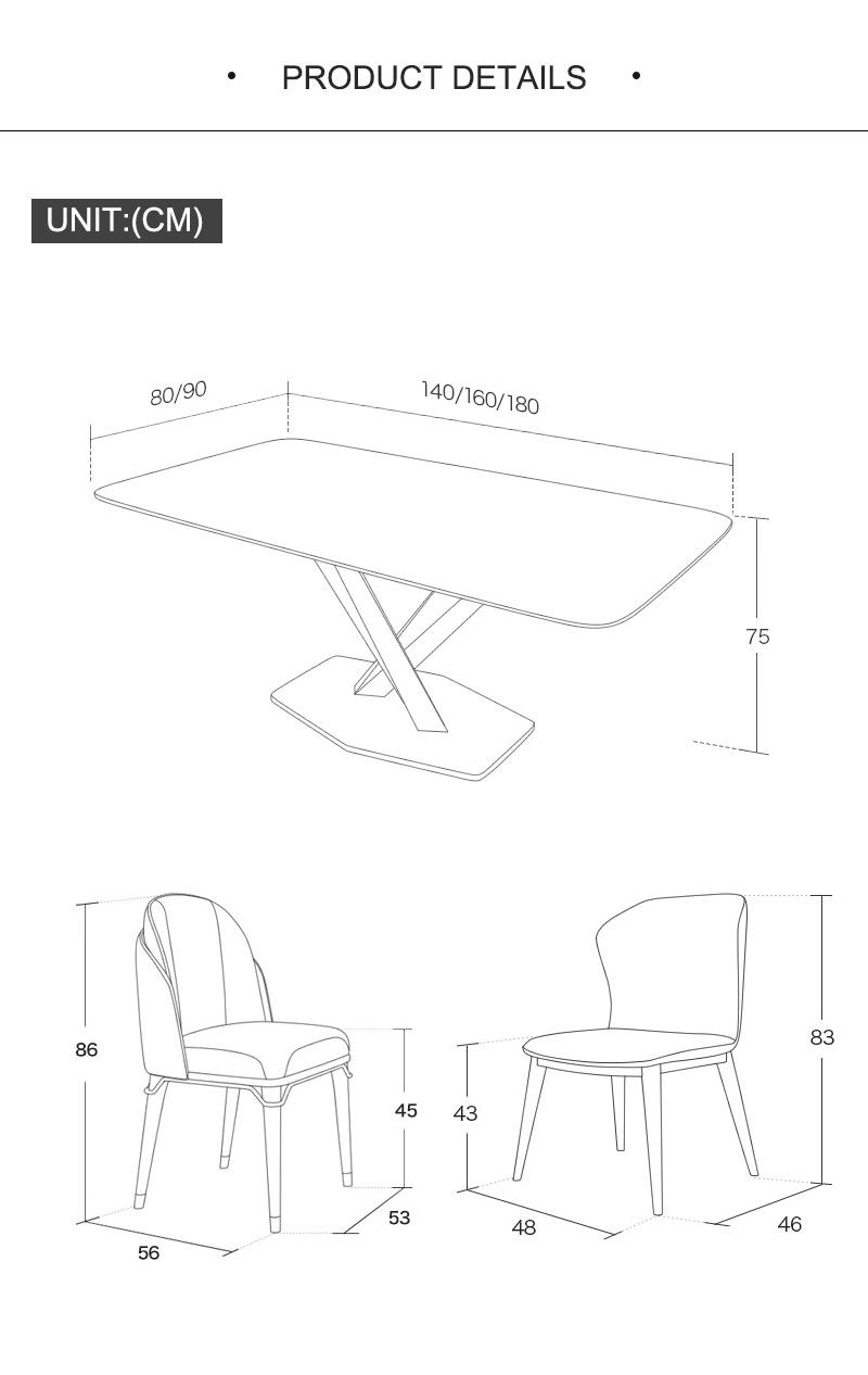 Modern Design Living Room Metal Frame Furniture Marble Dining Table