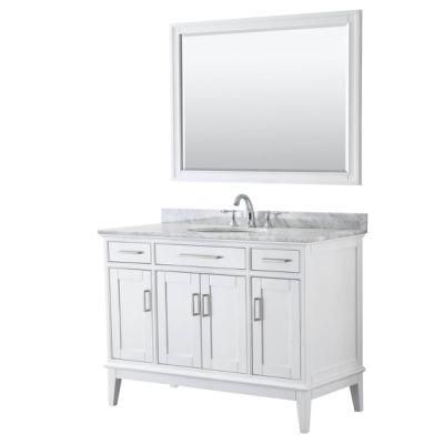 48&quot; Single Bathroom Vanity-White with Double Ceramic Sinks