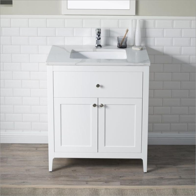 Solid Wood Bathroom Cabinet with Ceramics Countertop Modern