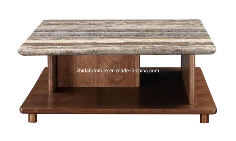 Modern Furniture Living Room Wooden Marble Coffee Table