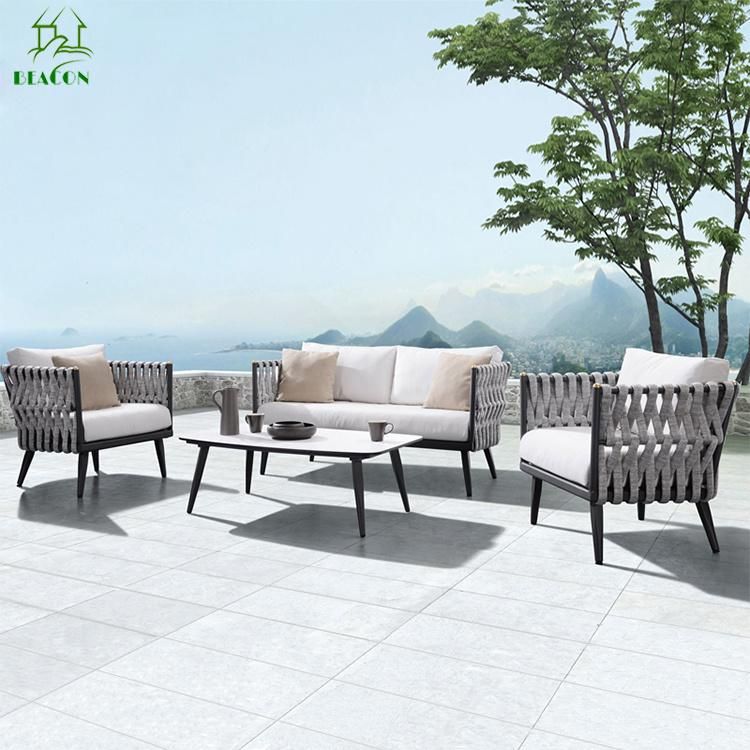 Patio Rattan Furniture Modern Design Outdoor Rope Weave Garden Lounge Sofa Set