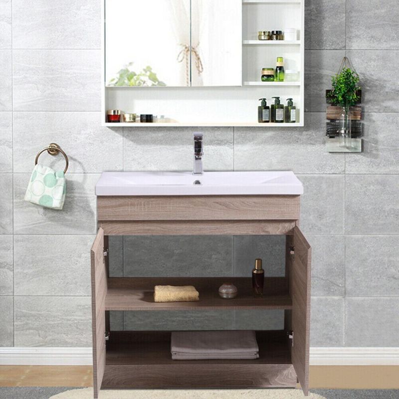 Bathroom Vanity Unit Basin Sink Furniture Floor Standing Cabinet Light Oak