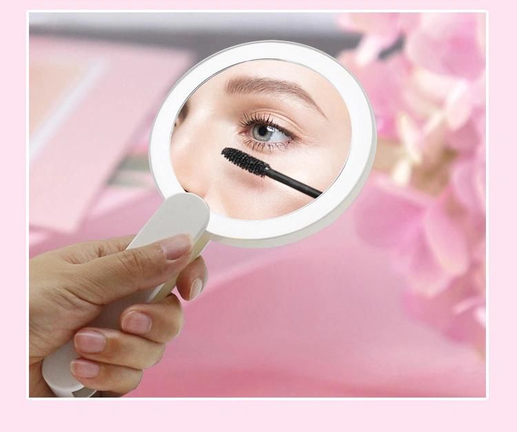 Travel Swivel Handle Design 360 Degree Makeup Pocket LED Hand Mirror