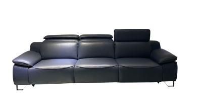 Hot Sale British Custom Made Leather Tufted Sofa with Metal Legs for Living Room Blue Color