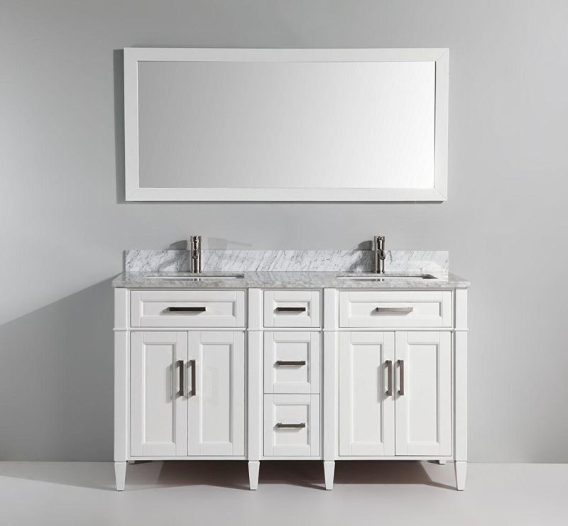 Wholesale New Design White 60" Double Sink Bathroom Cabinet