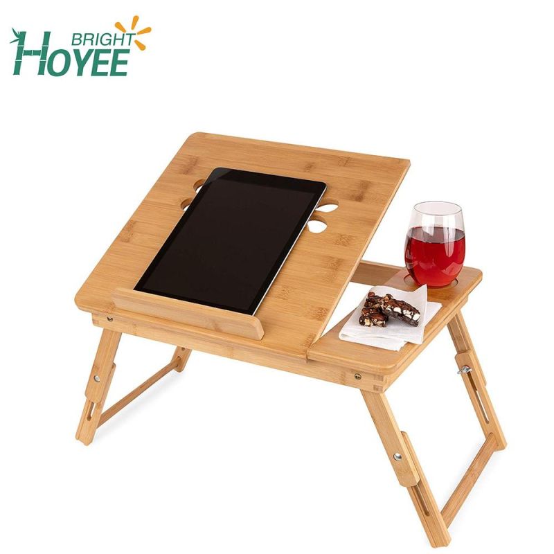 Foldable Breakfast Serving Bed Table with Adjustable Legs for Kids, Adults