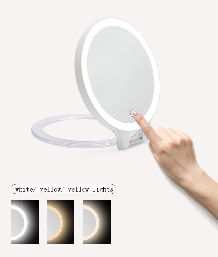 Rechargeable 10X Lighted Magnifying LED Makeup Hand Held Cosmetic Mirror