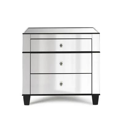 High Quality Mirrored Bedside Table with 3 Drawers Home Furniture