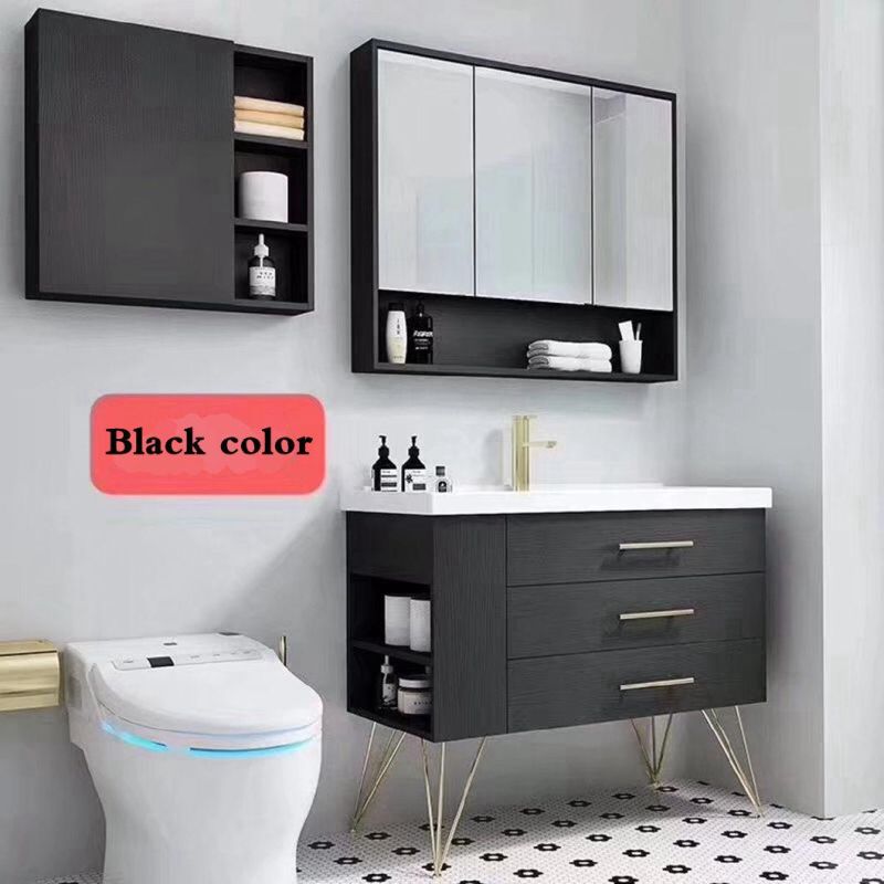 Solid Wood Bathroom Cabinet Vanity Modern Hotel Home Furniture