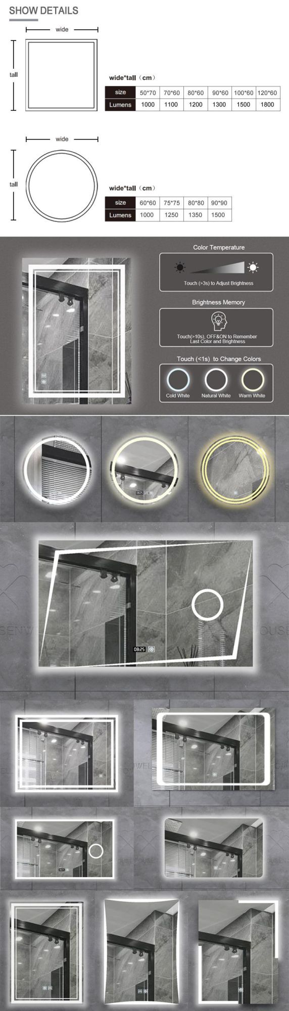 Oval Bathroom Mirror LED Smart Furniture Vanity