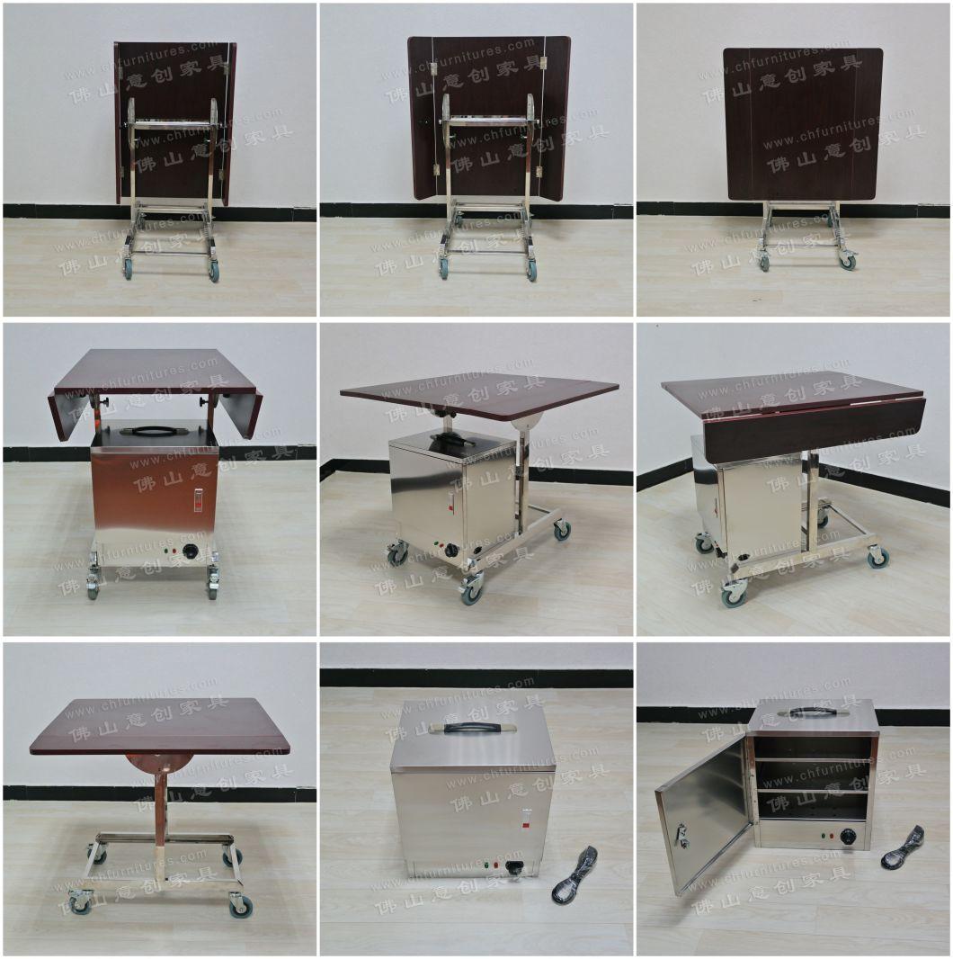 Modern Mahogany Color Hotel Room Service Plug-in Cooler Table Trolley