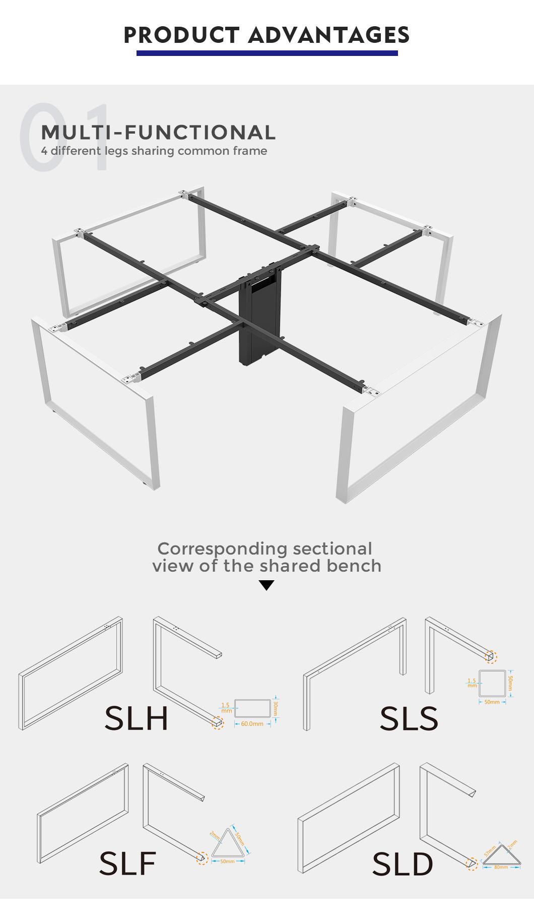 Simple Modern Style Extra Long Double Workstation Computer Table for 8 Person