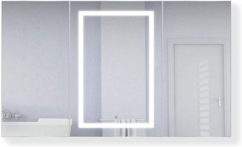 Single Door Mc004 Aluminum Medicine Cabinet with Mirror and Magnifier Bathroom Lighted Mirror Cabinet with Adjustable Glass Shelves Recessed or Surface Mounting