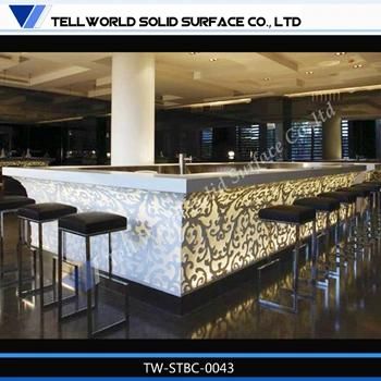 Exclusive Design Modern Flower Carving L Shape Commercial Bar Counter