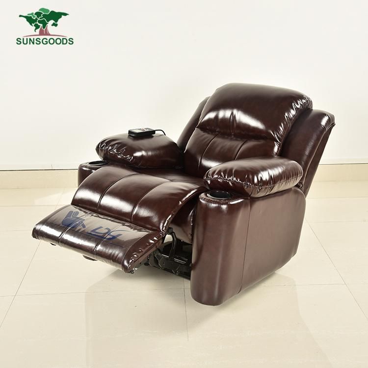 Chinese Italy Top Grain Full Leather Manual Recliner Seater Sofa Furniture