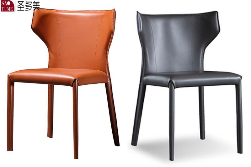 Design Unique Back Orange PU Dining Chair