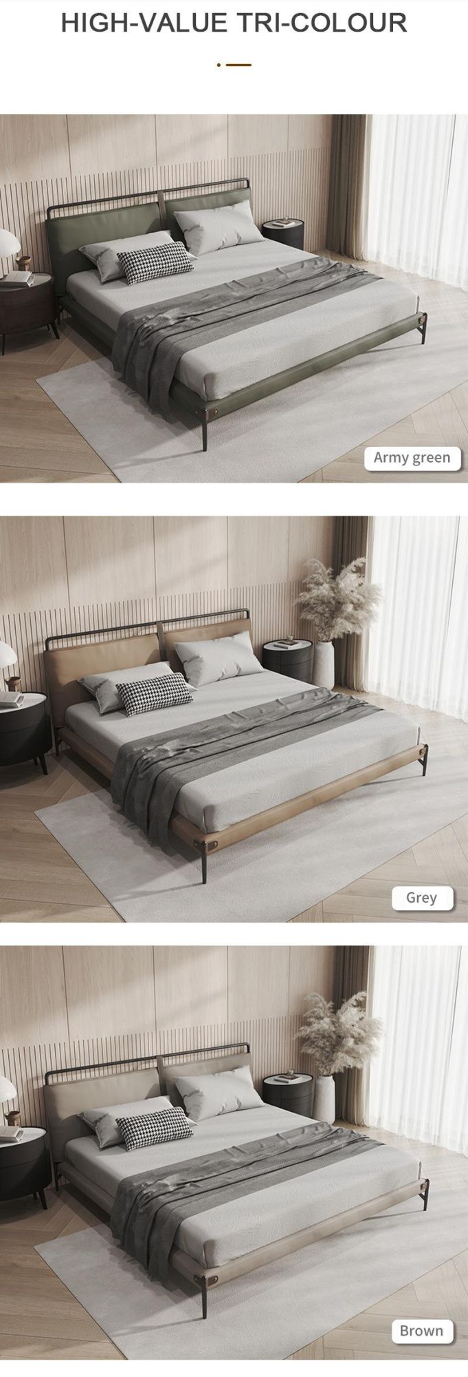 Wholesale Modern Italian Style Bedroom Adult Furniture Wood Frame Bed