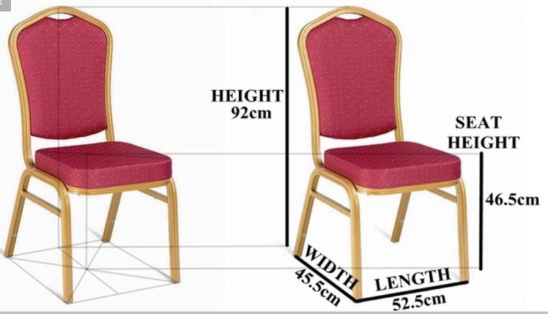 Modern Fabric Hotel Furniture Banquet Room Gold Frame Stacking Aluminum Metal Restaurant Dining Banquet Chair Cheaper Chair