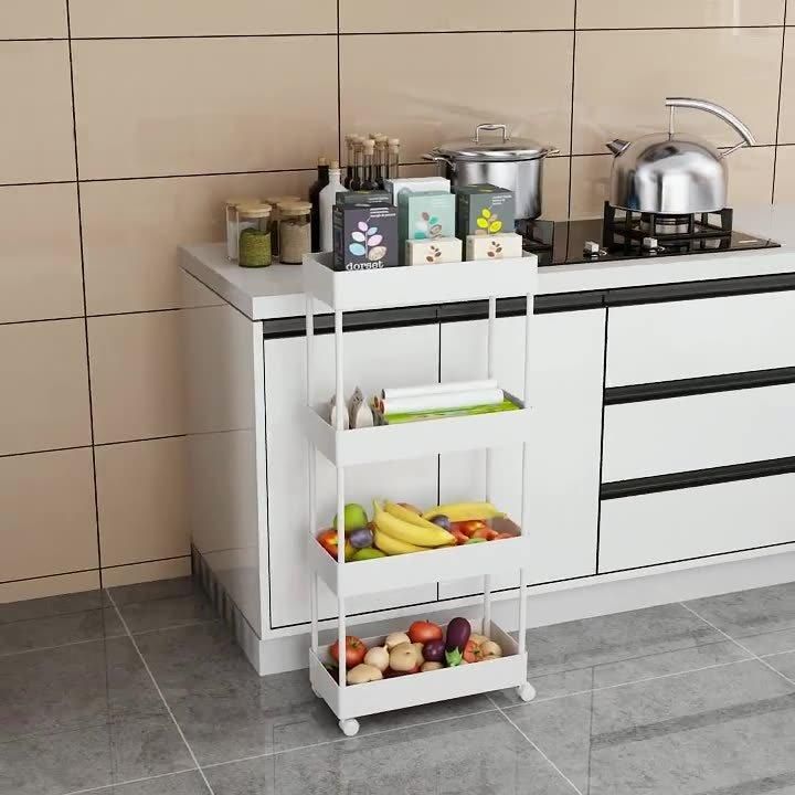 Bathroom Storage Rack Shelving Rolling Cart Vegetable Fruit Storage Kitchen Trolley