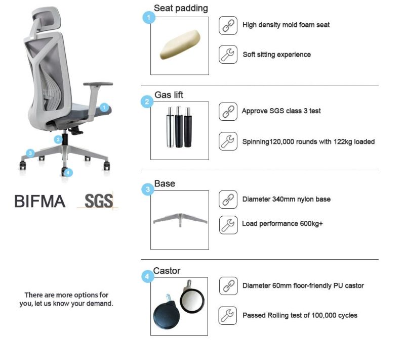 Factory Price 340mm White PA Starbase High Back 1PC/Carton Executive Office Chair Home Furniture