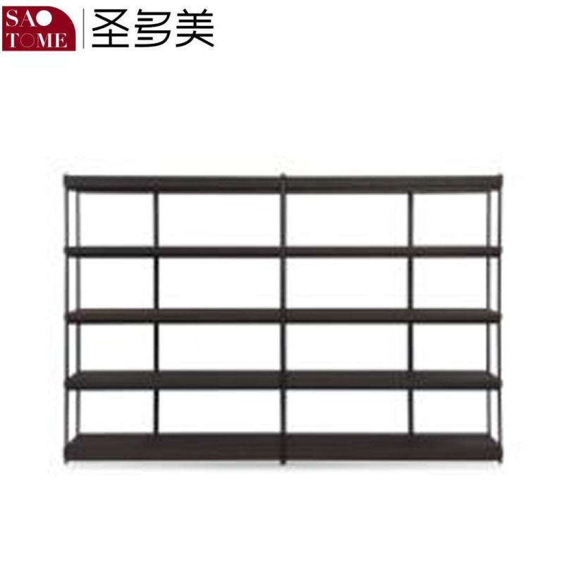 Stainless Steel Black Glass Bookshelf in Living Room and Study