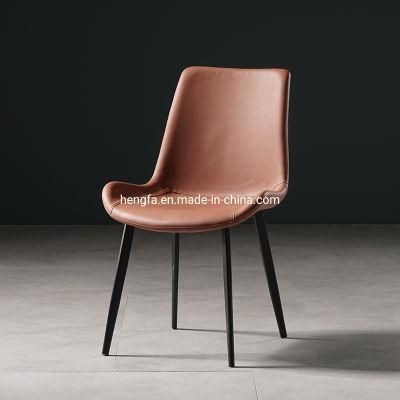 Modern Restaurant Canteen Furniture Leather Cushion Steel Frame Dining Chairs