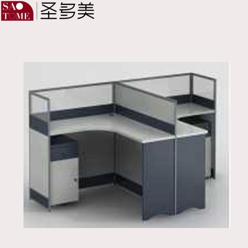 Office Furniture Two-Seater Desk with Fixed Cabinet