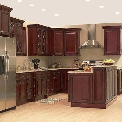 Modern Painting Solid Teak Wooden Kitchen Cabinet