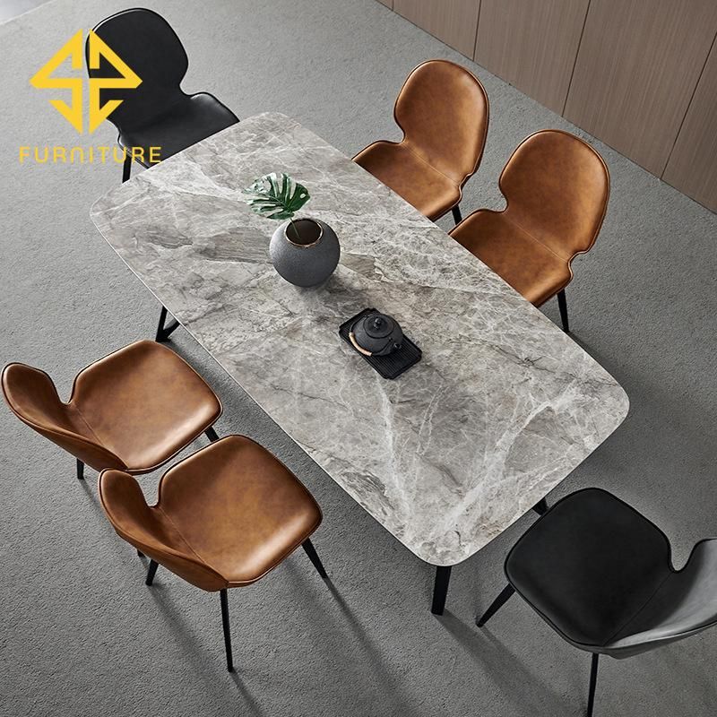 Slate Furniture Wholesale Nordic Marble Rock Slate Modern Light Luxury Black Dining Table Dining Room Furniture Dinner Table with 4 Chairs