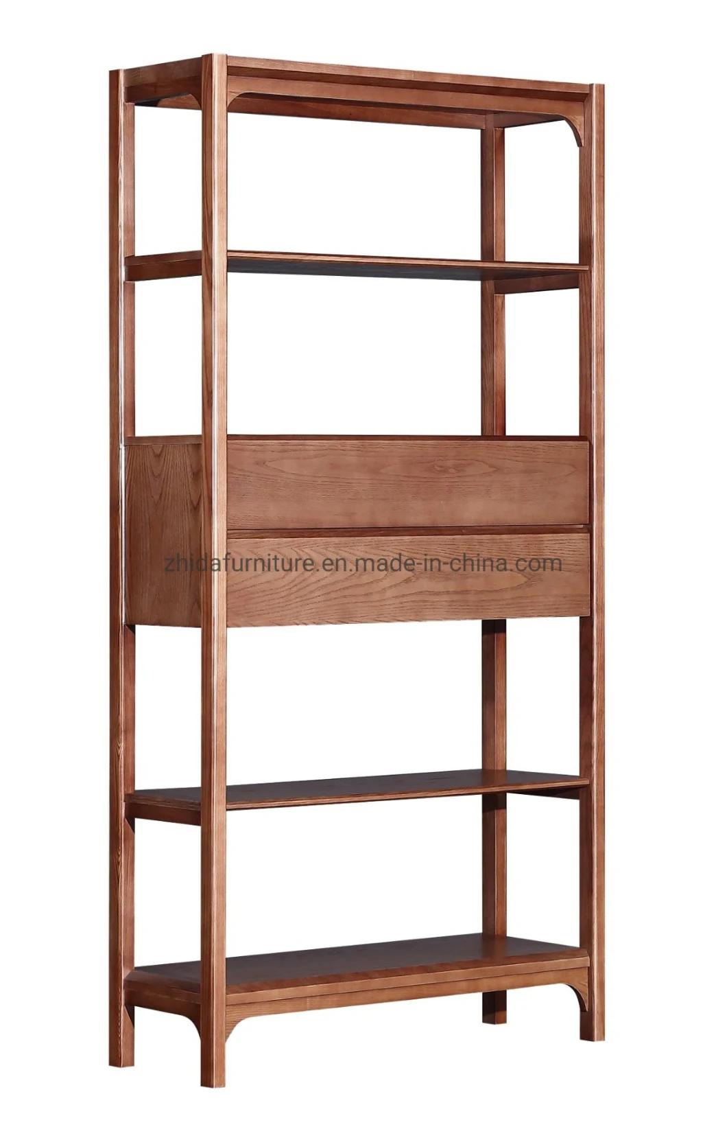 Pure Solid Wood Modern Bookshelf for Living Room Hotel Lobby