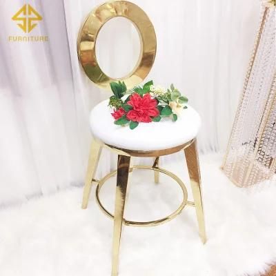 Luxury High Gold Stainless Steel Legs Metal Frame Party Velvet Bar Stool