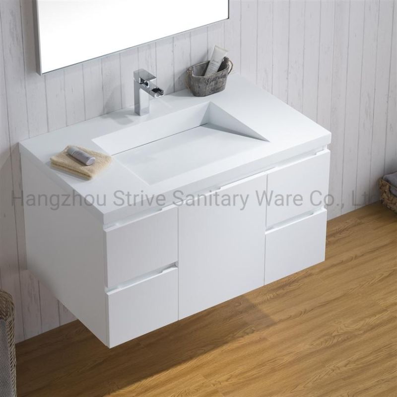 Modern Black Bathroom Vanity Oak Basin Cabinet with Mirror Bathroom Furniture